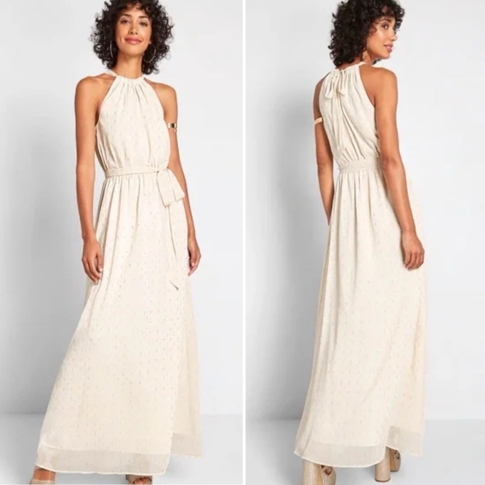 ModCloth NWT‎ Illuminated Elegance Maxi Dress Small ivory cream flowy elegant